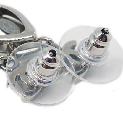 Chanel Teardrop Piercing Earrings Rhinestone Silver A12W