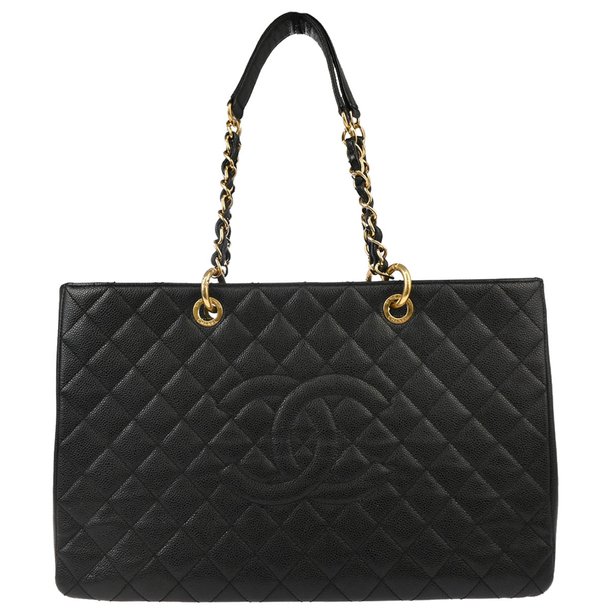 Chanel 2013-2014 Black Caviar Grand Shopping Tote GST XL Handbag