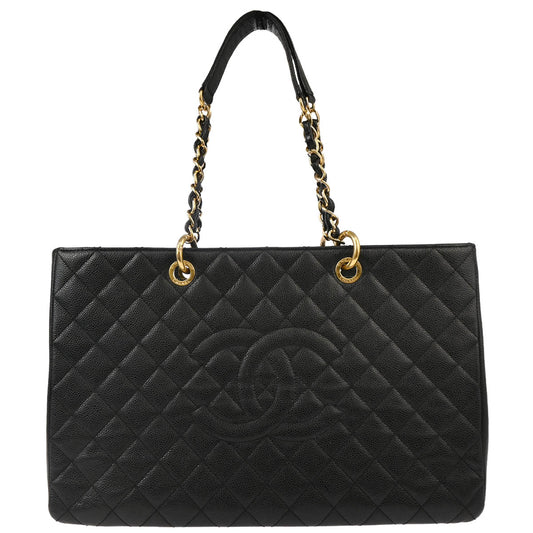 Chanel 2013-2014 Black Caviar Grand Shopping Tote GST XL Handbag