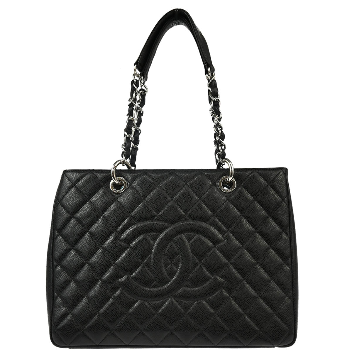 Chanel 2014 Black Caviar Grand Shopping Tote GST Handbag