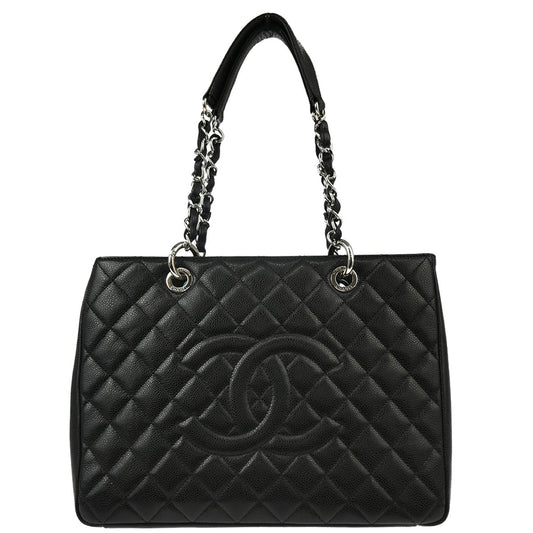 Chanel 2014 Black Caviar Grand Shopping Tote GST Handbag