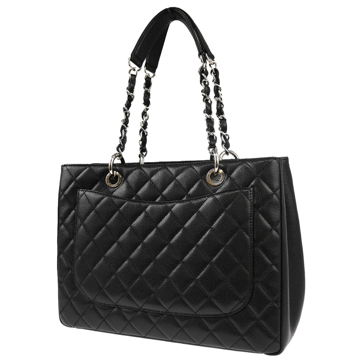 Chanel 2014 Black Caviar Grand Shopping Tote GST Handbag