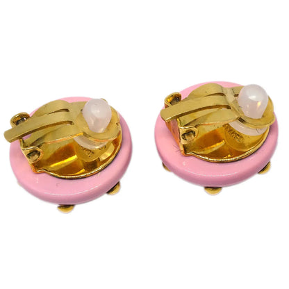 Chanel Button Earrings Clip-On Pink 96C