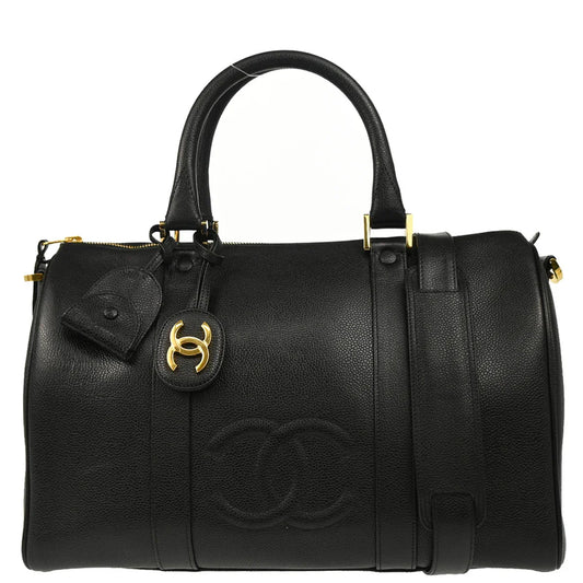 Chanel 1994-1996 Black Caviar 2way Shoulder Handbag