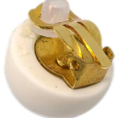 Chanel Button Earrings Clip-On White 01P