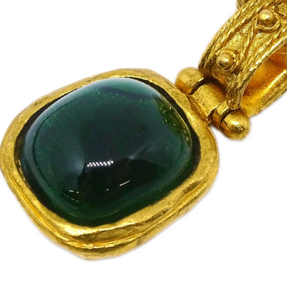 Chanel Earrings Gripoix Clip-On Gold Green 94A