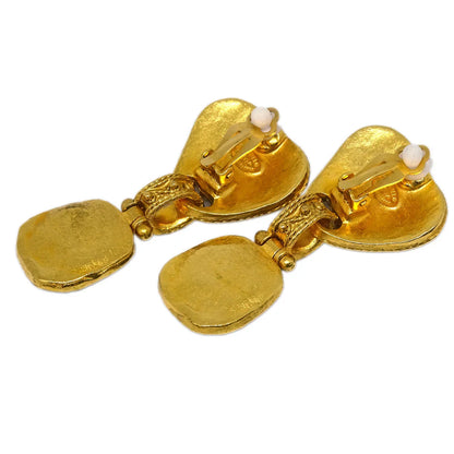 Chanel Earrings Gripoix Clip-On Gold Green 94A
