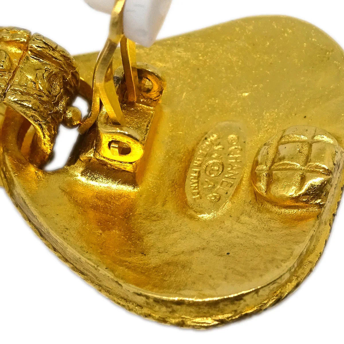 Chanel Earrings Gripoix Clip-On Gold Green 94A
