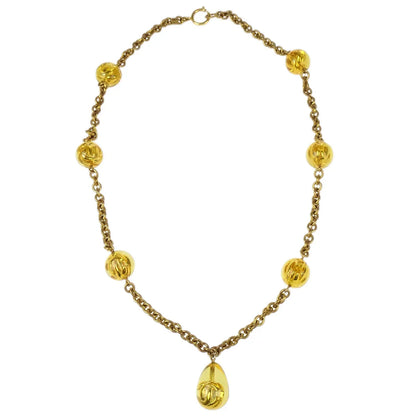 Chanel Teardrop Gold Chain Pendant Necklace 25 1990