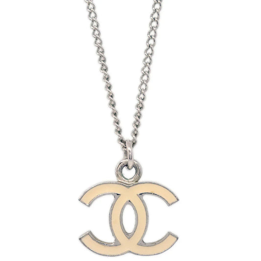 Chanel Chain Necklace Silver White 06V