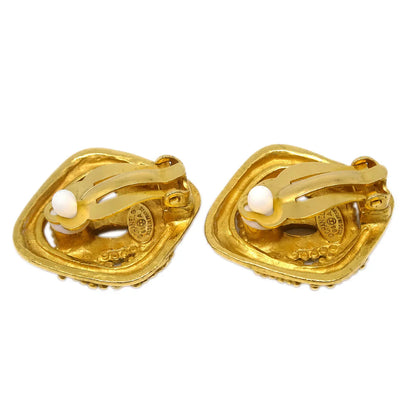 Chanel Rhombus Earrings Clip-On Gold 96A