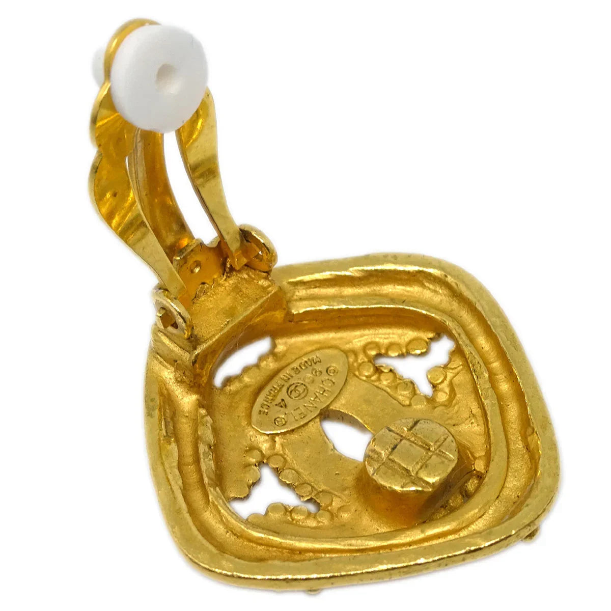 Chanel Rhombus Earrings Clip-On Gold 96A