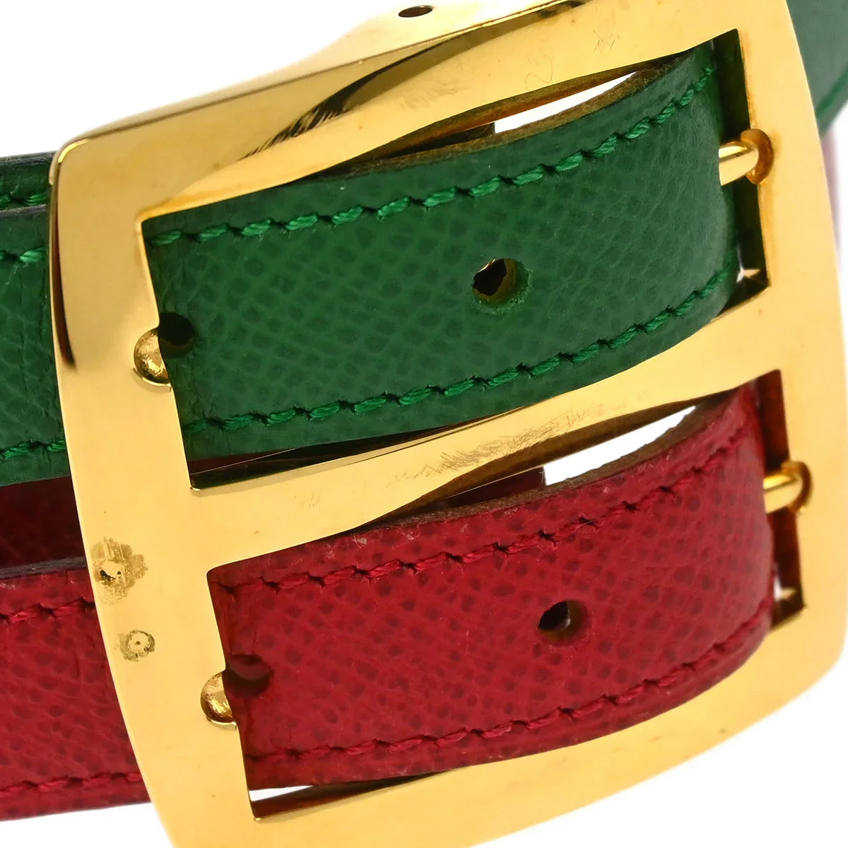 Hermes Reversible Belt Red Green Yellow Courchevel #70 Small Good