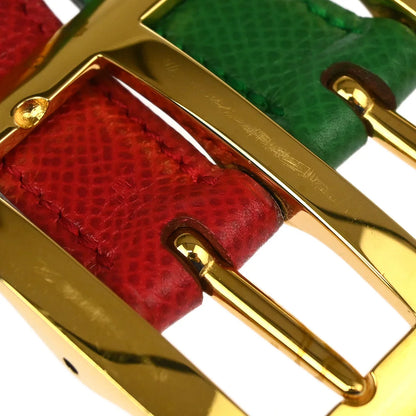 Hermes Reversible Belt Red Green Yellow Courchevel #70 Small Good