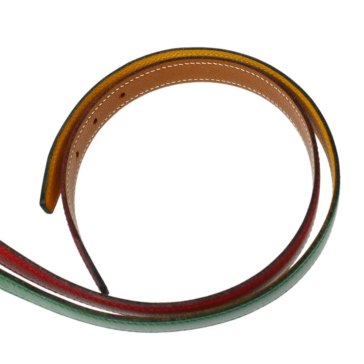 Hermes Reversible Belt Red Green Yellow Courchevel #70 Small Good