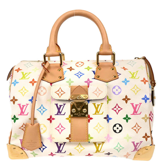 Louis Vuitton 2003 White Monogram Multicolor Speedy 30 Handbag M92643