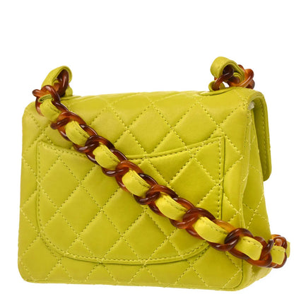 Chanel 1996-1997 Light Green Lambskin Mini Classic Square Flap Shoulder Bag 17