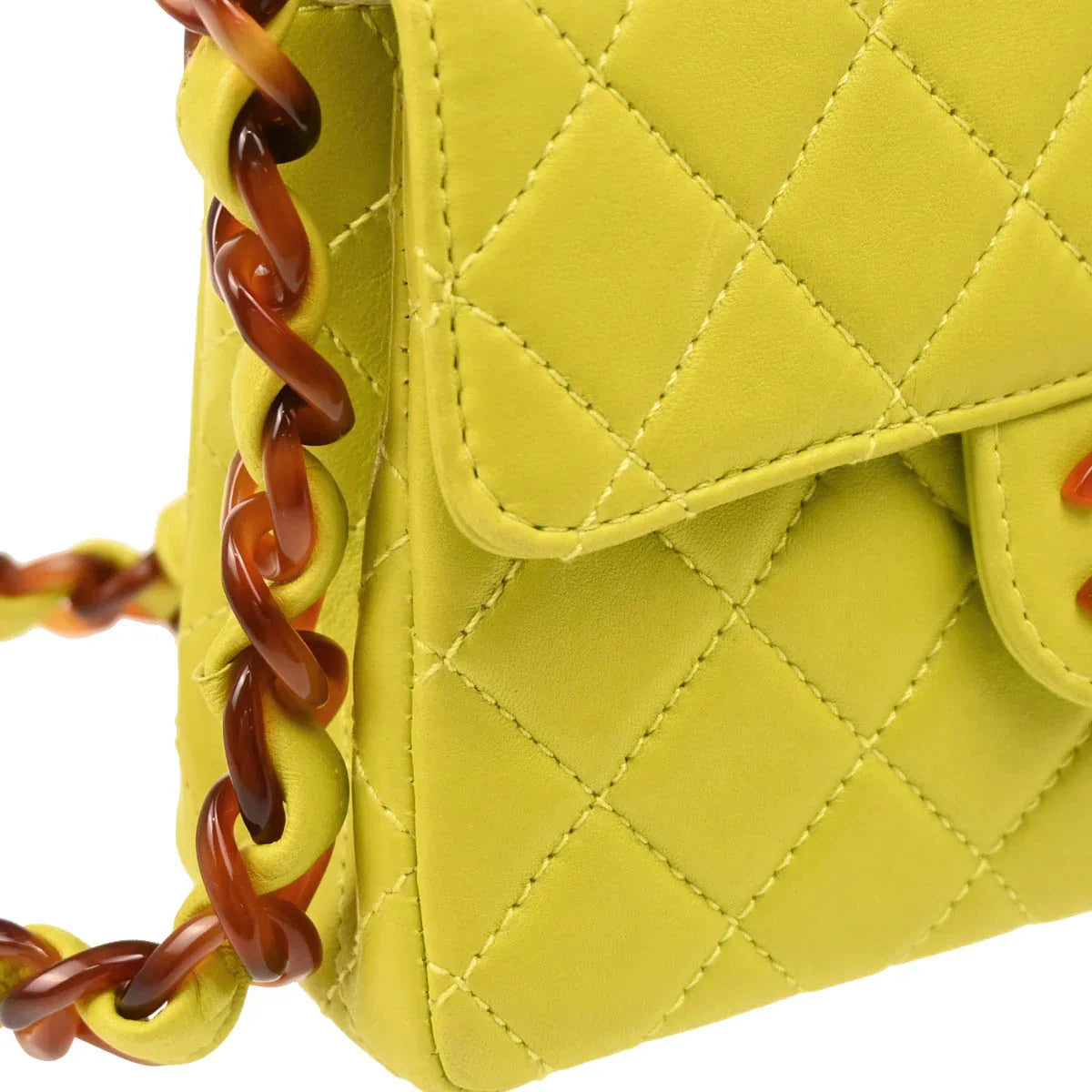 Chanel 1996-1997 Light Green Lambskin Mini Classic Square Flap Shoulder Bag 17