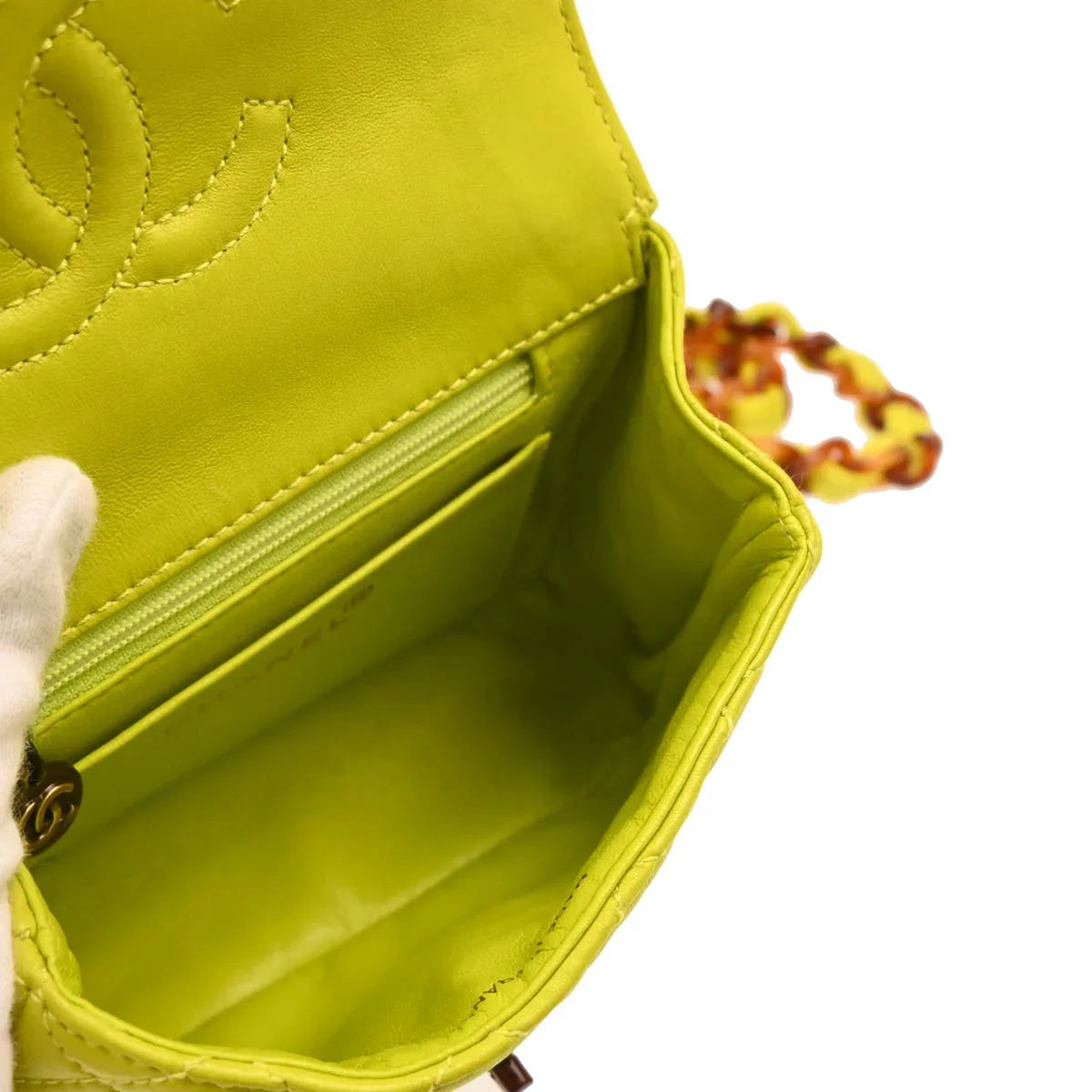 Chanel 1996-1997 Light Green Lambskin Mini Classic Square Flap Shoulder Bag 17