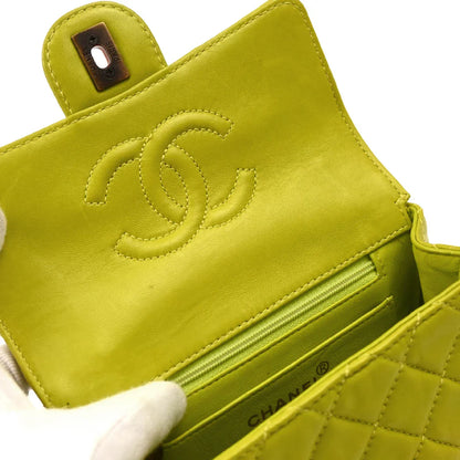 Chanel 1996-1997 Light Green Lambskin Mini Classic Square Flap Shoulder Bag 17
