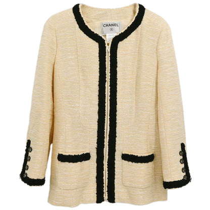 Chanel 2002 Collarless Jacket Ivory #42