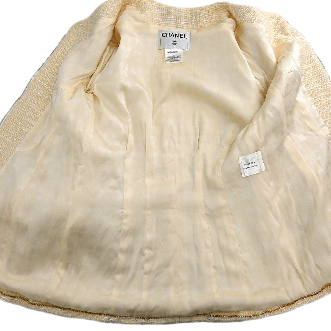Chanel 2002 Collarless Jacket Ivory #42 – AMORE Vintage Tokyo Chanel 2002 Collarless Jacket Ivory #42 – AMORE Vintage Tokyo