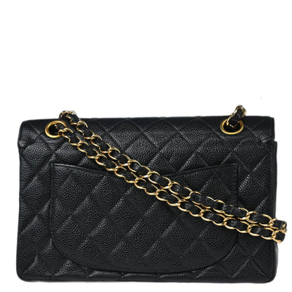 Chanel 2002-2003 Black Caviar Small Classic Double Flap Shoulder Bag
