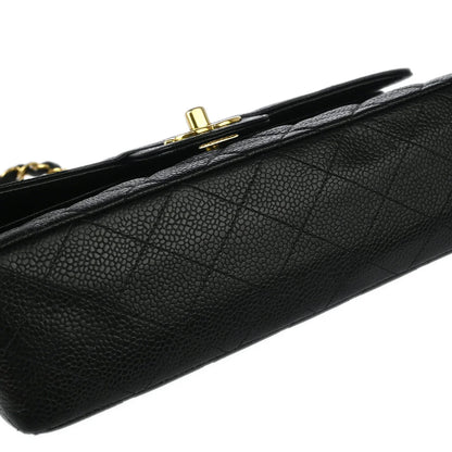 Chanel 2002-2003 Black Caviar Small Classic Double Flap Shoulder Bag