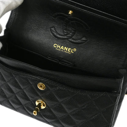 Chanel 2002-2003 Black Caviar Small Classic Double Flap Shoulder Bag