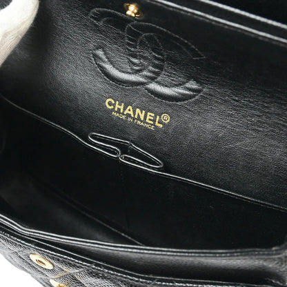 Chanel 2002-2003 Black Caviar Small Classic Double Flap Shoulder Bag