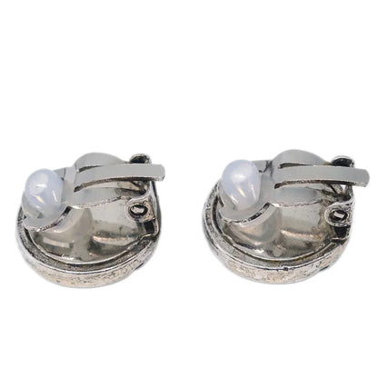 Chanel Button Earrings Clip-On Silver 99P