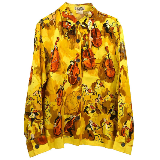 Hermes Shirt Blouse Yellow #40