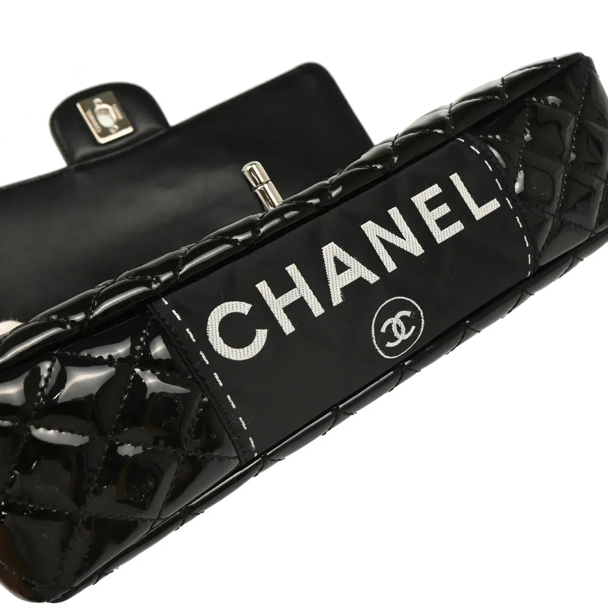 Chanel 2006-2008 Black Patent Leather Single Flap Shoulder Bag