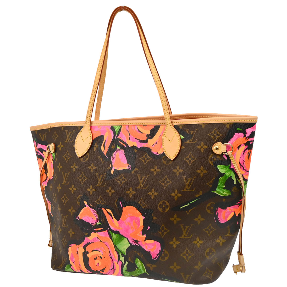 Louis Vuitton 2009 Monogram Rose Neverfull MM Shoulder Tote Bag M48613