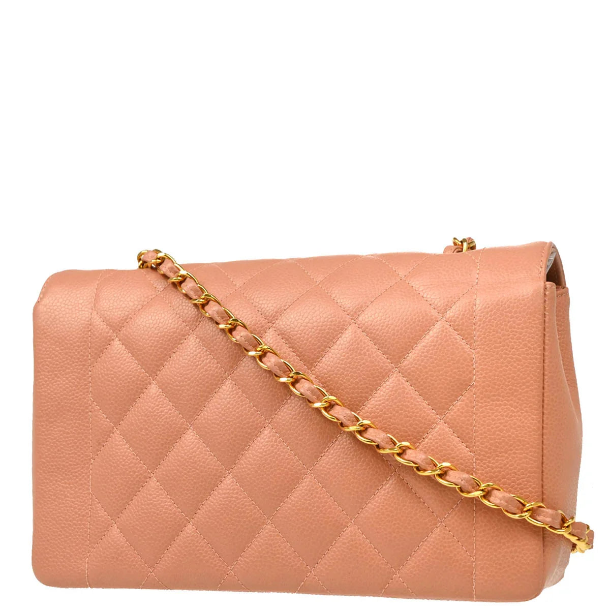 Chanel 1994-1996 Pink Caivar Medium Diana Shoulder Bag