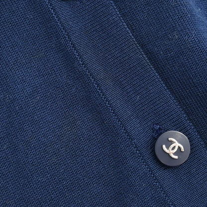 Chanel 1996 Ensemble Cardigan Top Navy #44