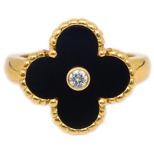 Van Cleef & Arpels Alhambra Ring 750 Onyx Diamond #49 #9
