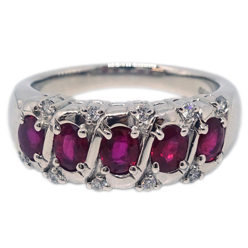 Ring PT900 Diamond Ruby Silver #51 #11 – AMORE Vintage Tokyo