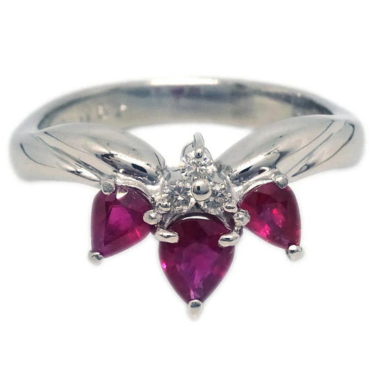 Ring PT900 Ruby Diamond Silver #51 #11