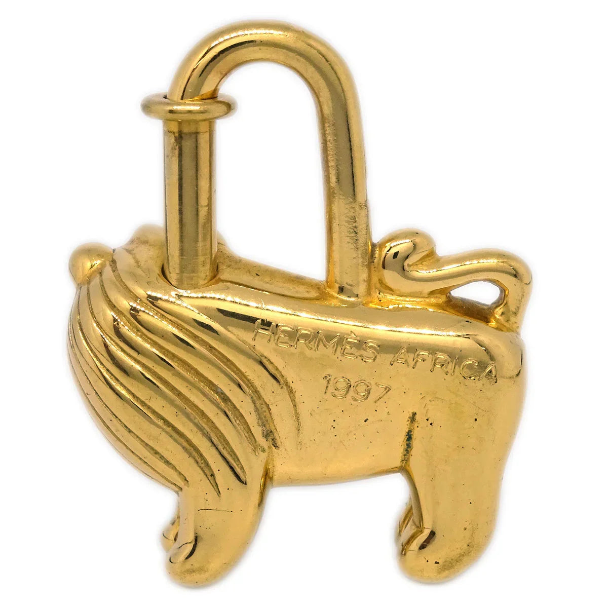 Hermes I'Afrique Lion 1997 Cadena Gold Small Good