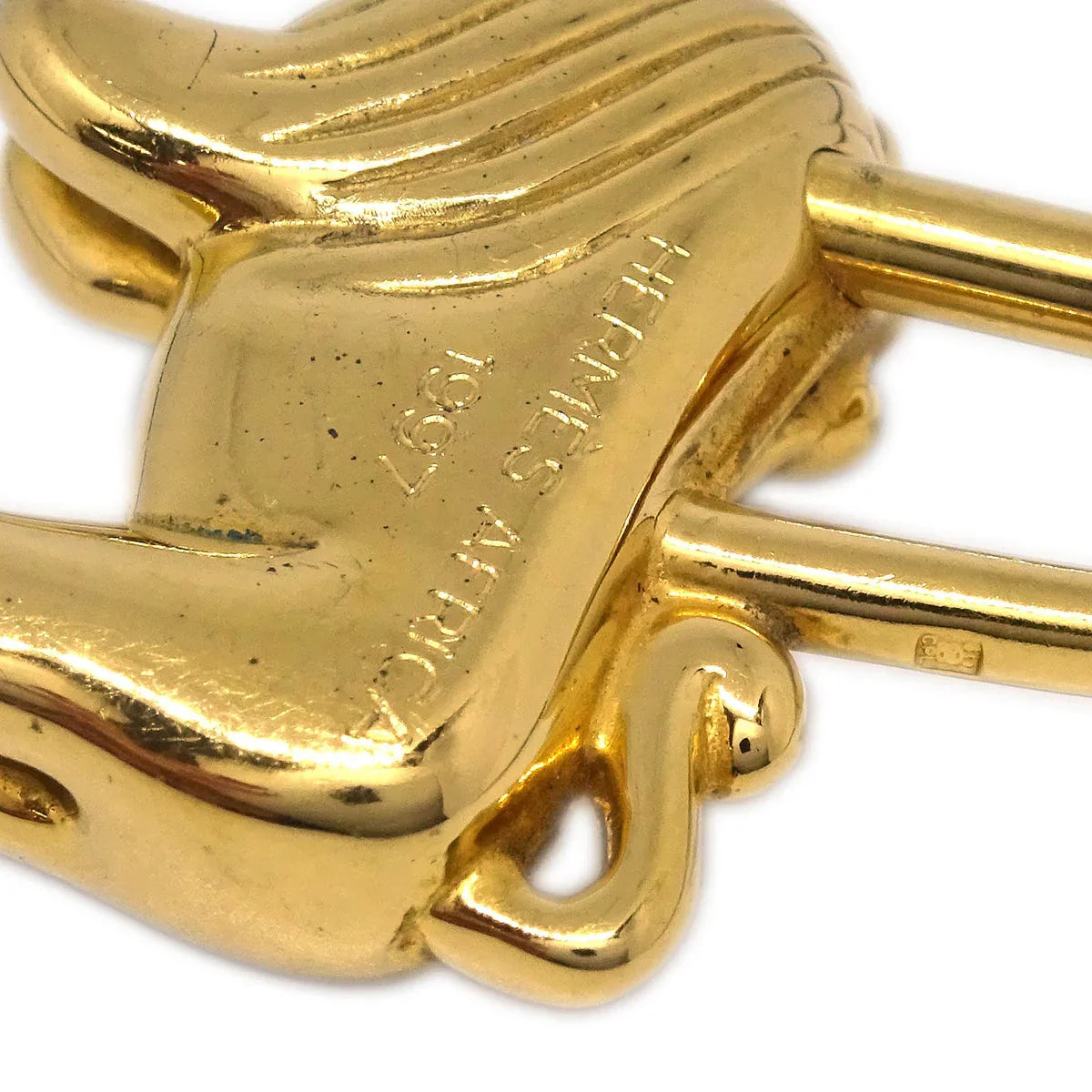 Hermes I'Afrique Lion 1997 Cadena Gold Small Good
