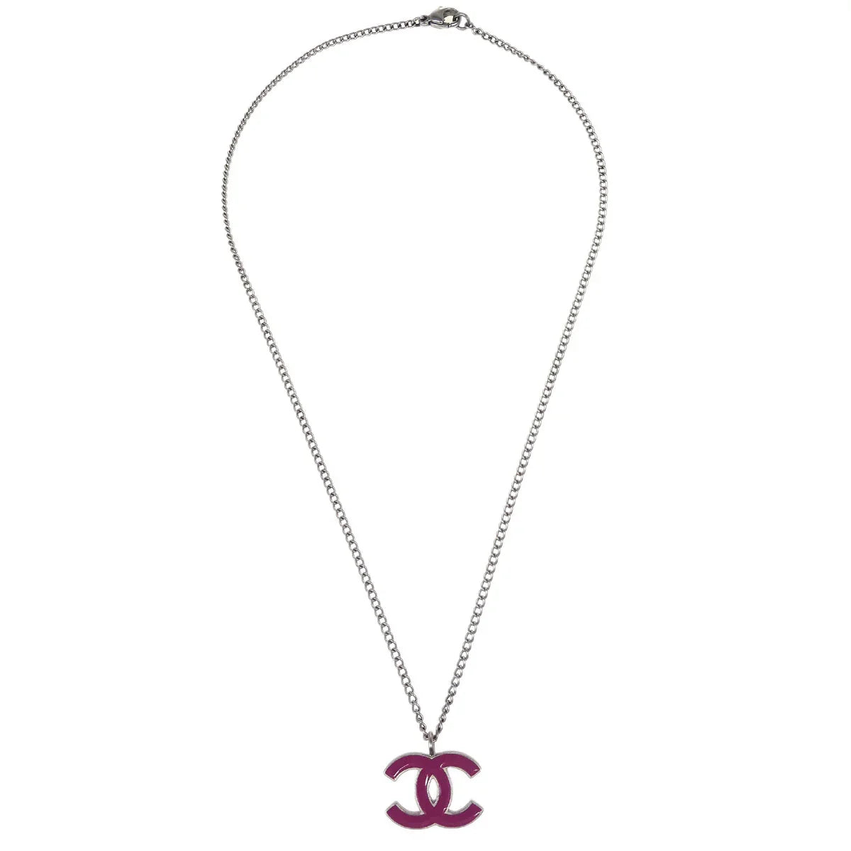 Chanel CC Chain Necklace Pendant Pink 04P