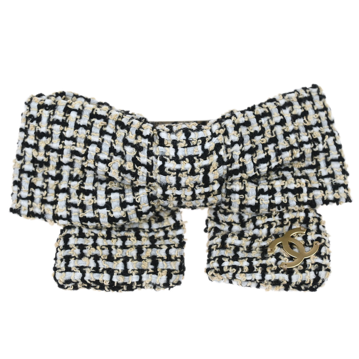 Chanel Hair Clip Bow Hairpin Barrette White 14C