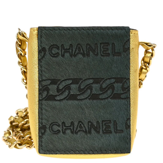 Chanel 2000-2002 Khaki Chain Shoulder Cigarette Case Small Good