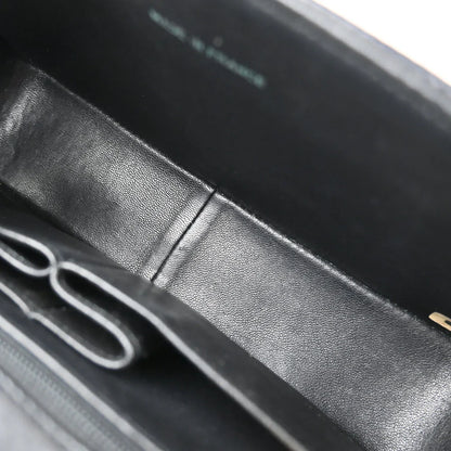 Chanel * Black Lizard Turnlock Small Full Flap Shoulder Bag