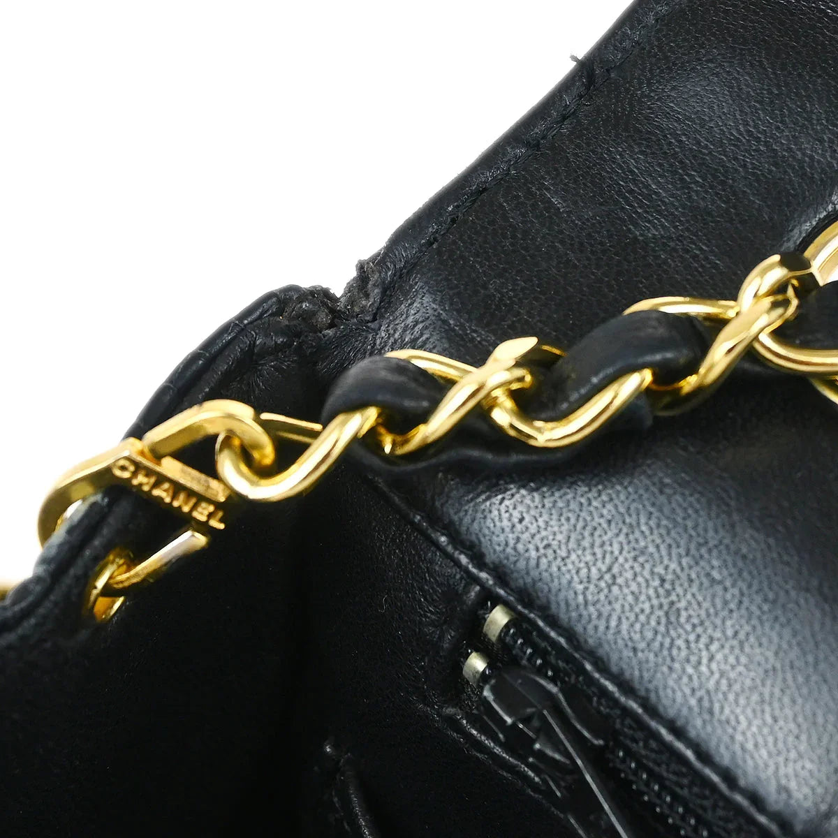 Chanel * Black Lizard Turnlock Small Full Flap Shoulder Bag