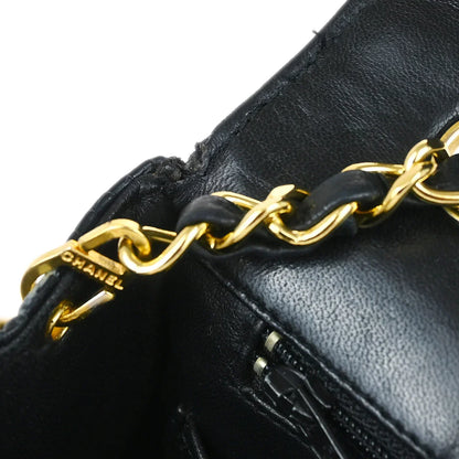 Chanel * Black Lizard Turnlock Small Full Flap Shoulder Bag