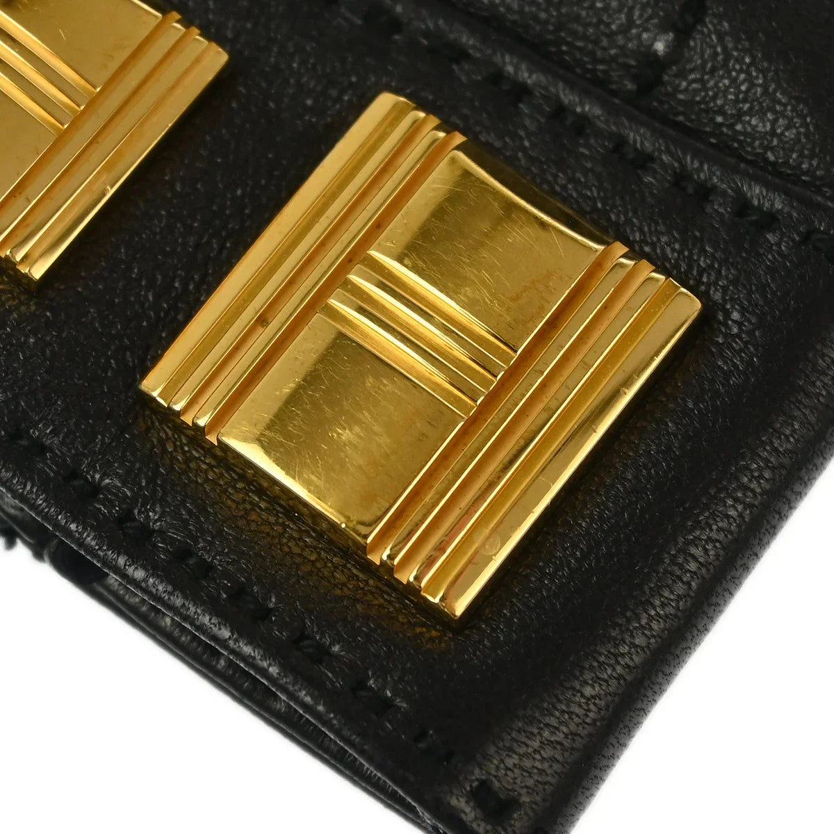 Hermes Black Leather Gloves #6 1/2 Small Good