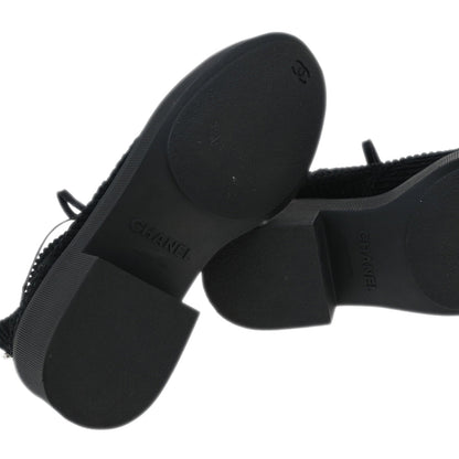 Chanel * Black Corduroy Lace Up Boots #35