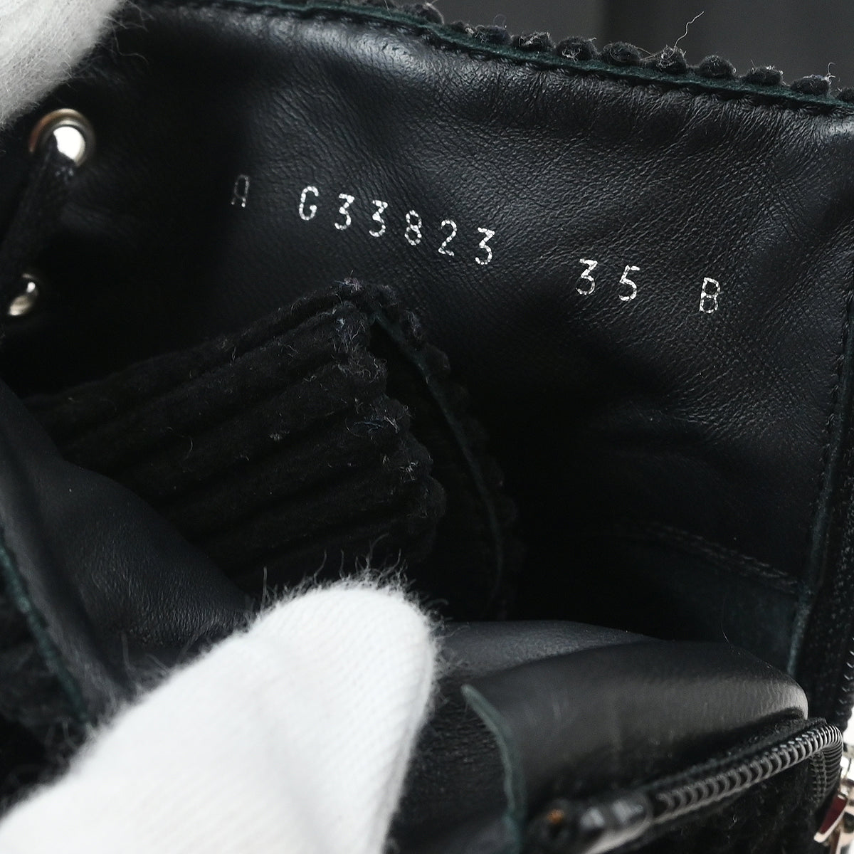 Chanel * Black Corduroy Lace Up Boots #35